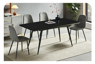 פינת אוכל מלבנית נפתחת כולל 4 כסאות בז' מבד בוקלה