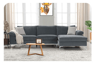 ספה פינתית מודולרית מבד קטיפה