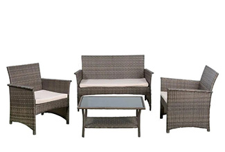 מערכת ישיבה ראטן דגם ווגאס צבע חום כולל כיסוי איכותי 