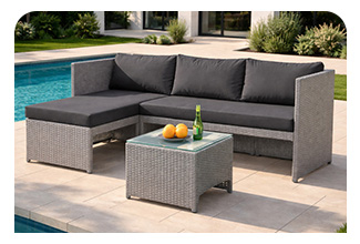 מערכת ישיבה פינתית לחצר דגם SantaMonica צבע אפור