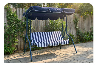 נדנדה לגינה 3 מושבים עם גגון בעיצוב וינטאז