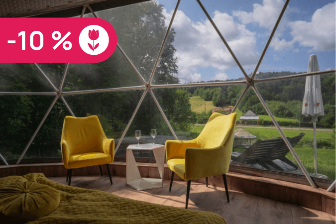 Nocleg w kopule sferycznej dla dwojga | Glamping Bieszczady