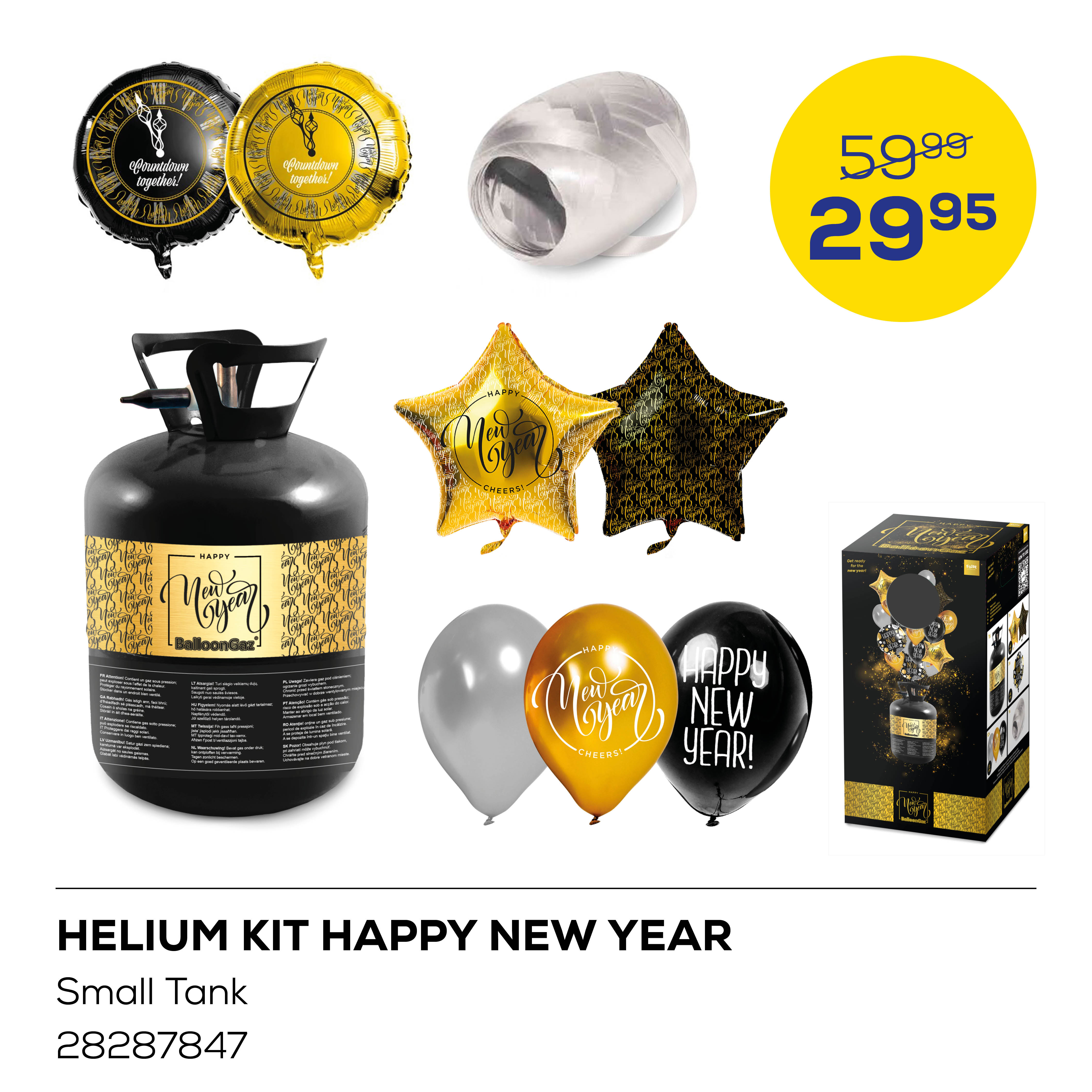 BalloonGaz Helium Kit Happy New Year Small Tank