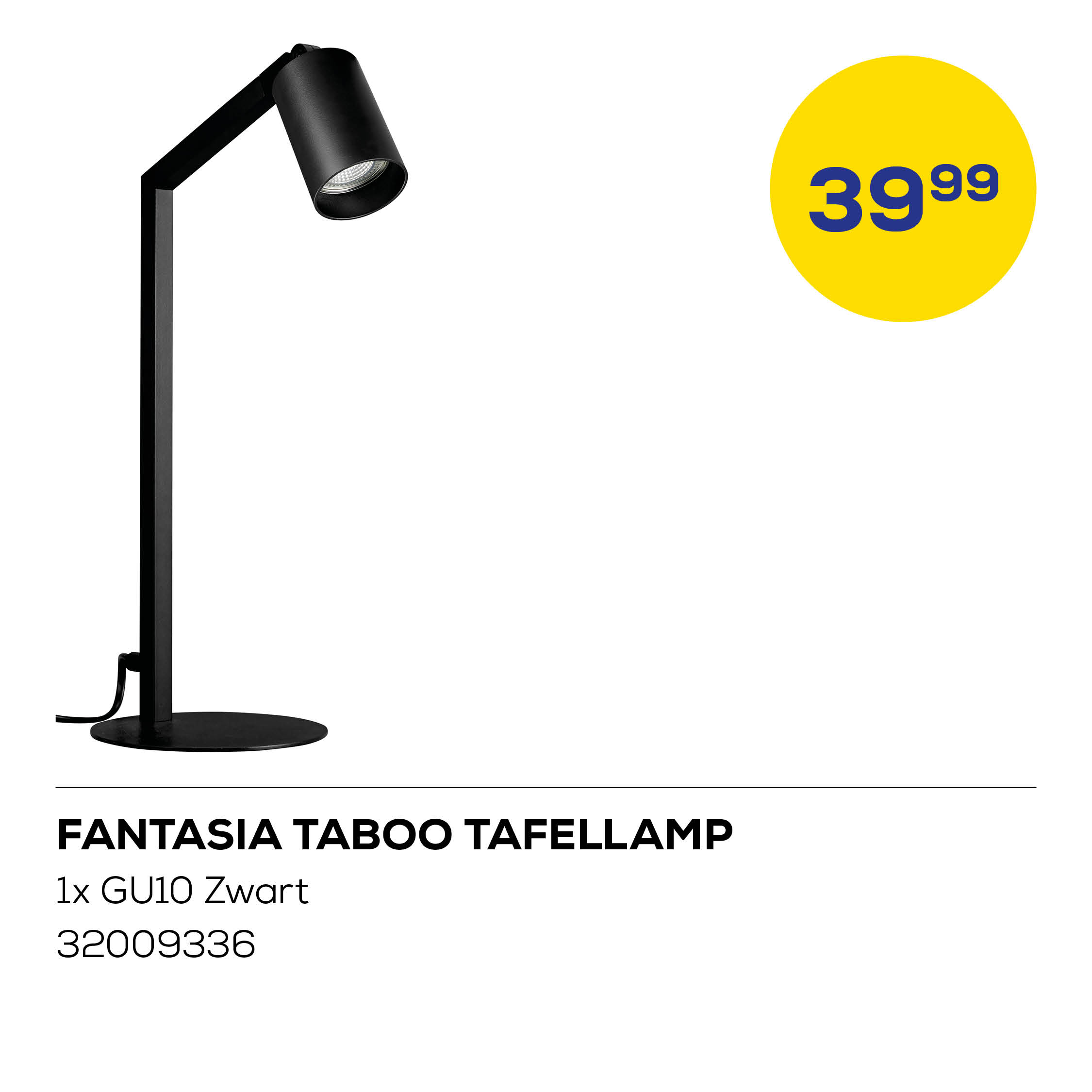 Fantasia Taboo Tafellamp 1x GU10 Zwart