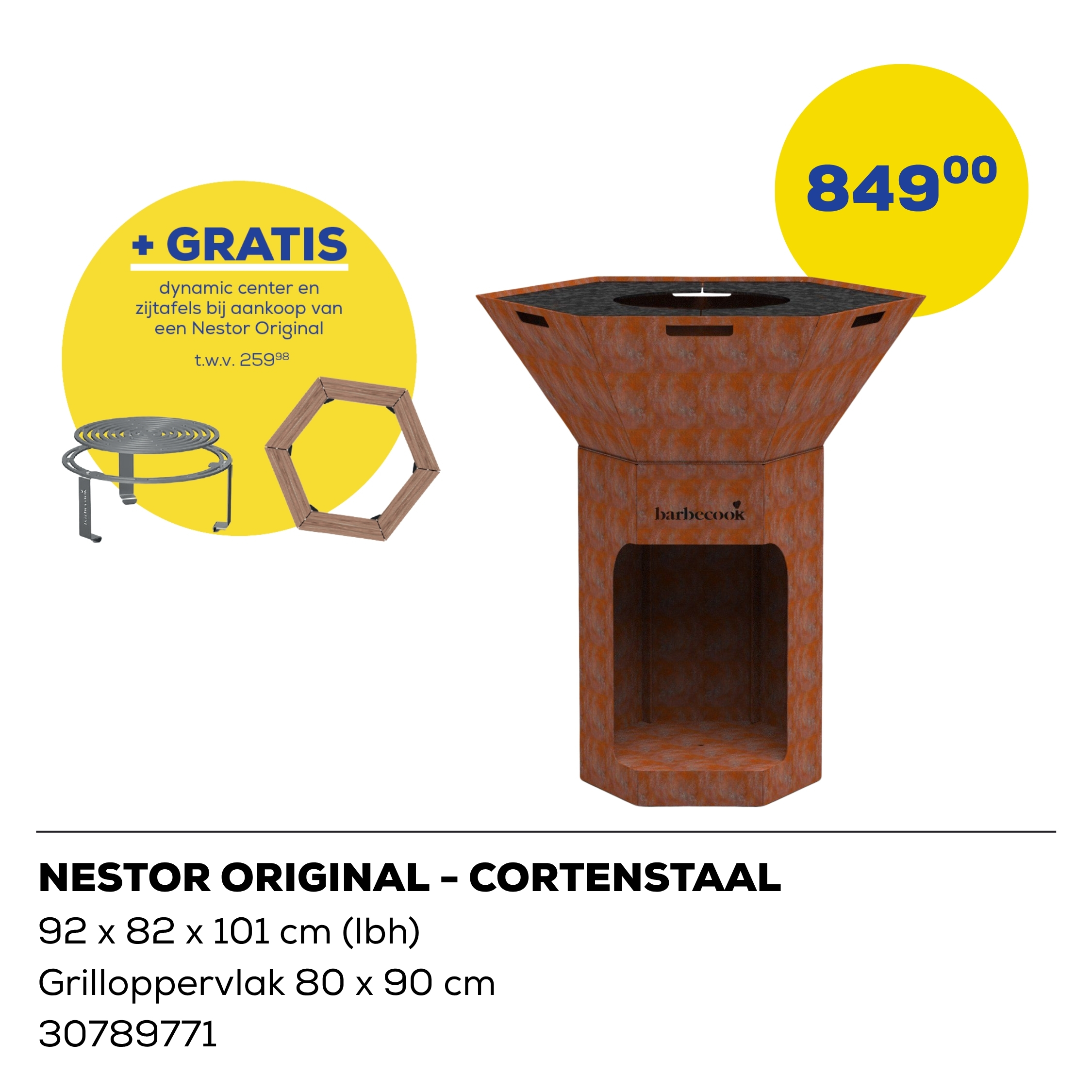 Barbecook Nestor Original Houtbarbecue Cortenstaal