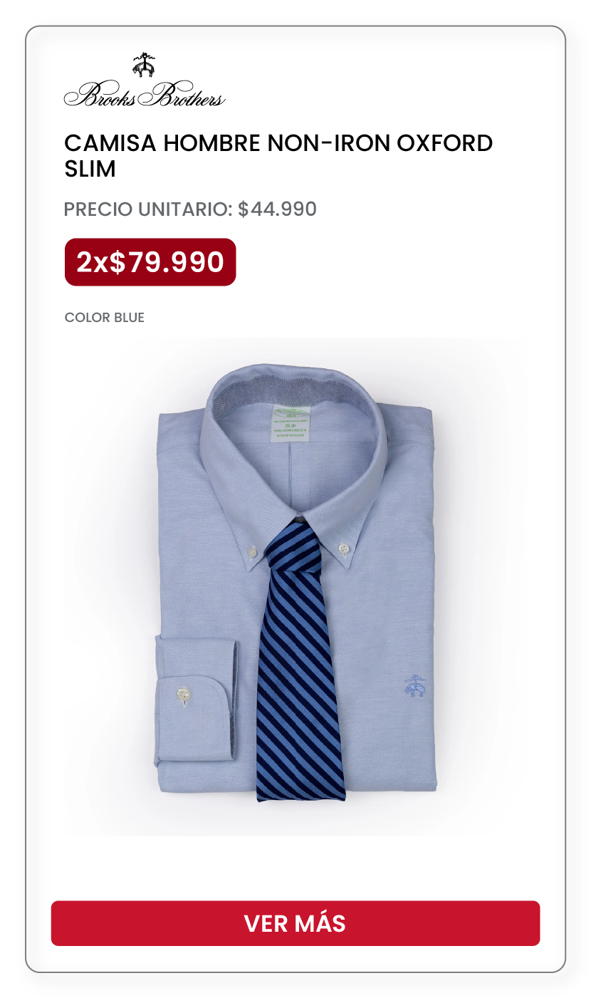 Cyber Day | Camisa Brooks Brothers 2x$79.990