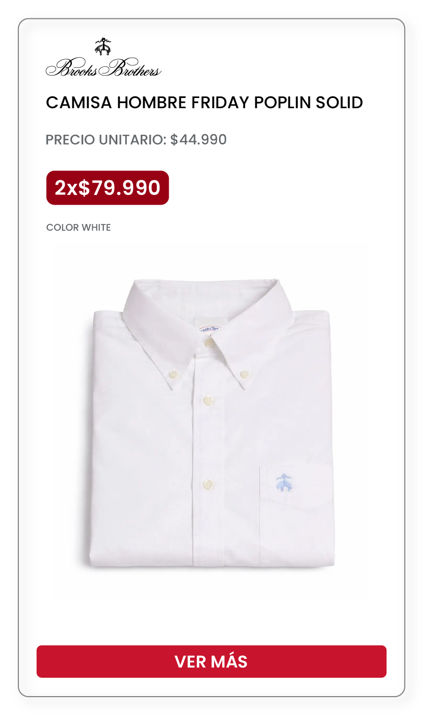 Cyber Day | Camisa Brooks Brothers $2x79.990