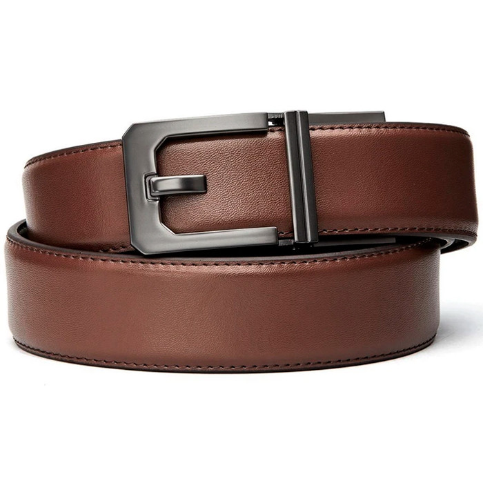 Kore Classic Reinforced Leather Ratcheting Gun Belt with X3 Buckle - Brown - 24" - 44"
