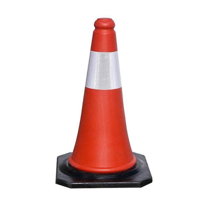 Red Hard PVC Traffic Cone with Black Rubber Base - 750mm