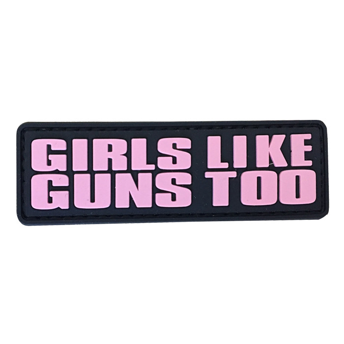 TacSpec "Girls Like Guns Too" PVC Velcro Patch - Pink/Black