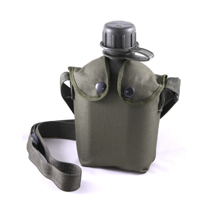 1L Canteen and Pouch and Strap - Green