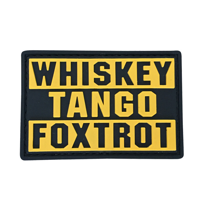 TacSpec "Whiskey Tango Foxtrot" PVC Velcro Patch - Black/Yellow