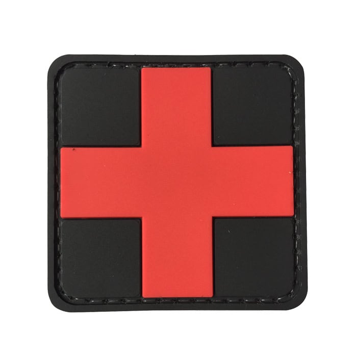 TacSpec "Medic Cross" PVC Velcro Patch - Black/Red