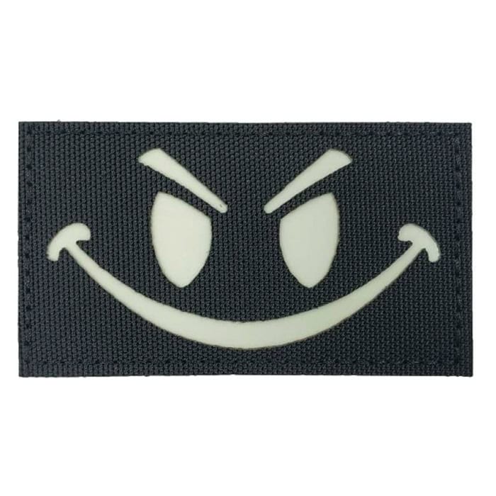 Tacspec "Angry Smiley - Glow in the Dark" Laser-Cut Velcro Patch - Black