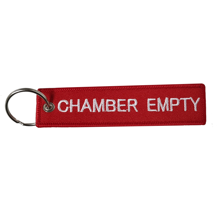 TacSpec "Chamber Empty" Embroidered Keyring - White/Red