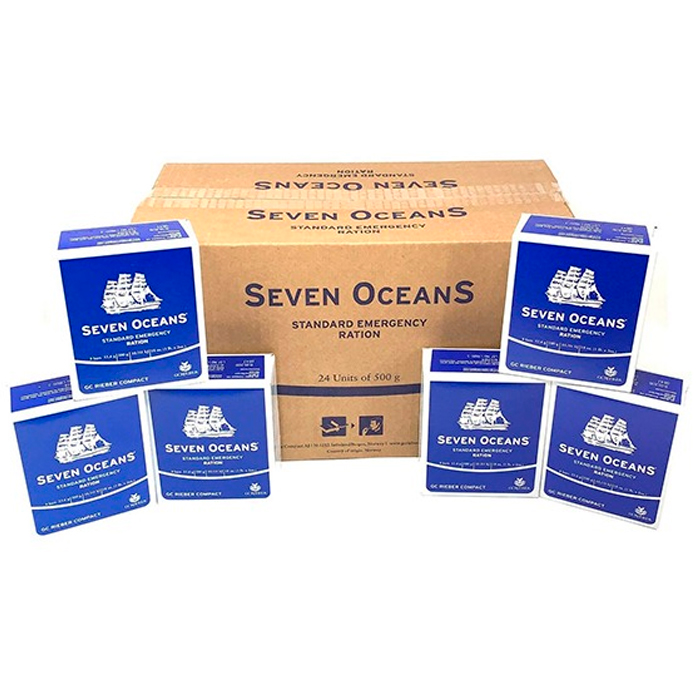 Seven Oceans Emergency Food Rations - Case of 24 Boxes (2500 Calories per 500g Box)