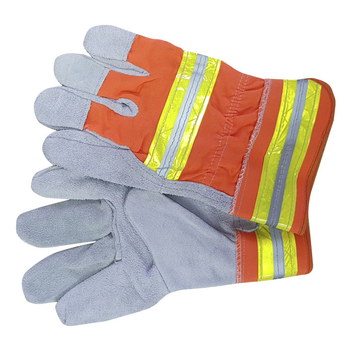 Pioneer 2.5" Chrome Leather Glove With Reflective Tape Back  - OSFM
