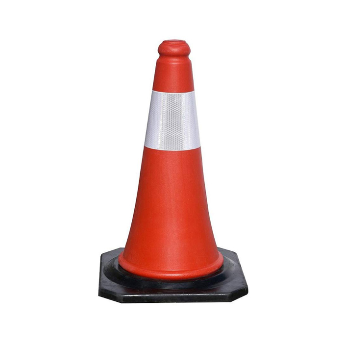 Red Hard PVC Traffic Cone with Black Rubber Base - 500mm