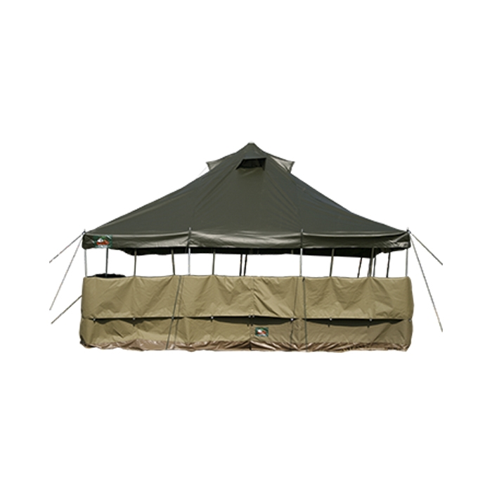 Tentco Bush Marquee/Army Canvas Tent w/ Dropdown Windows - 5m x 5m x 3.3m - PVC Roof
