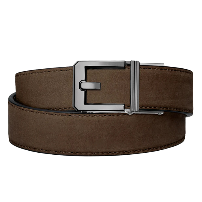 Kore Reinforced Buffalo Leather Ratcheting Gun Belt with X3 Buckle - Coffee - 24" - 44"