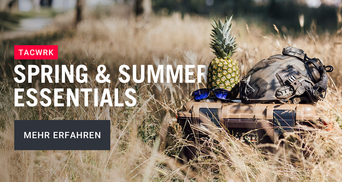 TACWRK Spring & Summer Essentials – Helm, Sonnenbrille und Ananas auf YETI Kühlbox im Feld