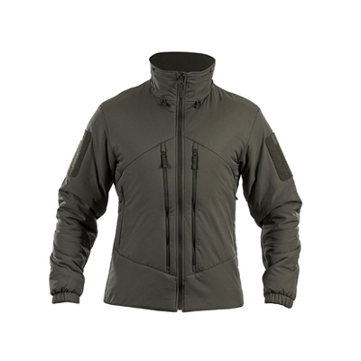Frontansicht der UF PRO Delta ML Gen.3 Tactical Winter Jacket in Braun-Grau – taktische, isolierte Winterjacke mit anatomischem Schnitt, mehreren funktionalen Taschen, abnehmbarer Kapuze und wetterabweisendem Material.