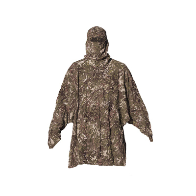 Concamo Brown Ghosthood Tarnponcho mit Kapuze und verlängertem vorderen Bereich.