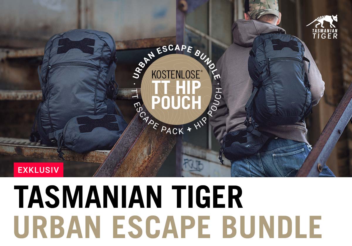 TT Escape Pack 20 LT + Hip Pouch im Bundle – ultraleichtes, faltbares Setup für Urban EDC und spontane Einsätze.