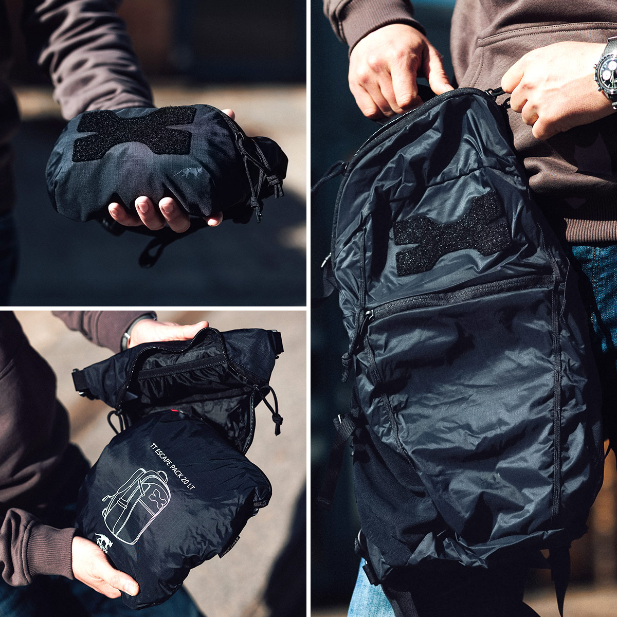 Kompakter, faltbarer TT Escape Pack 20 LT – ultraleichter Rucksack, verstaubar in eigener Tasche, ideal für Urban Escape und Travel.