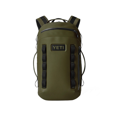 YETI Cayo 25L Rucksack in Olive, robuster Allwetter-Daypack mit minimalistischem Design, Frontreißverschluss und ergonomischem Tragesystem für Outdoor und Alltag.