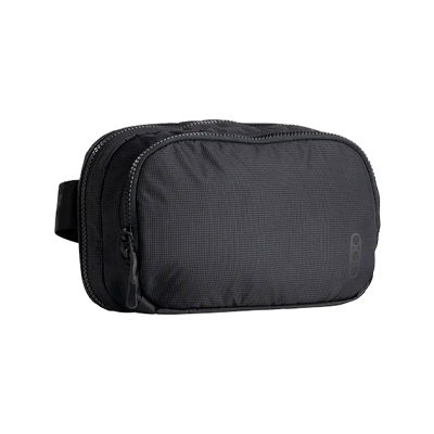 Eberlestock Fade Flex Bauchtasche in Schwarz, frontale Ansicht einer minimalistischen taktischen Waist- und Crossbody-Tasche mit Low-Profile-Design, strapazierfähigem Ripstop-Nylon und unauffälliger Außengestaltung für verdecktes Tragen und schnellen Zugriff.