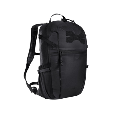 Tasmanian Tiger TT Escape Pack 20 LT Rucksack in Schwarz, ultraleichter faltbarer 20L Daypack mit Frontfach und seitlichen Netztaschen für Outdoor und taktische Einsätze.