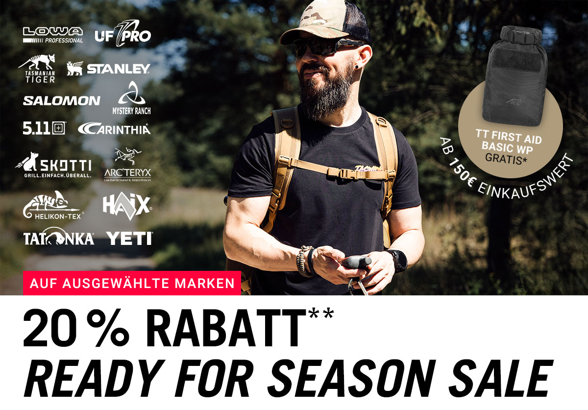 Ready for Season Sale bei TACWRK – 20 % Rabatt auf ausgewählte Marken und gratis TT First Aid Basic WP ab 150 € Einkaufswert