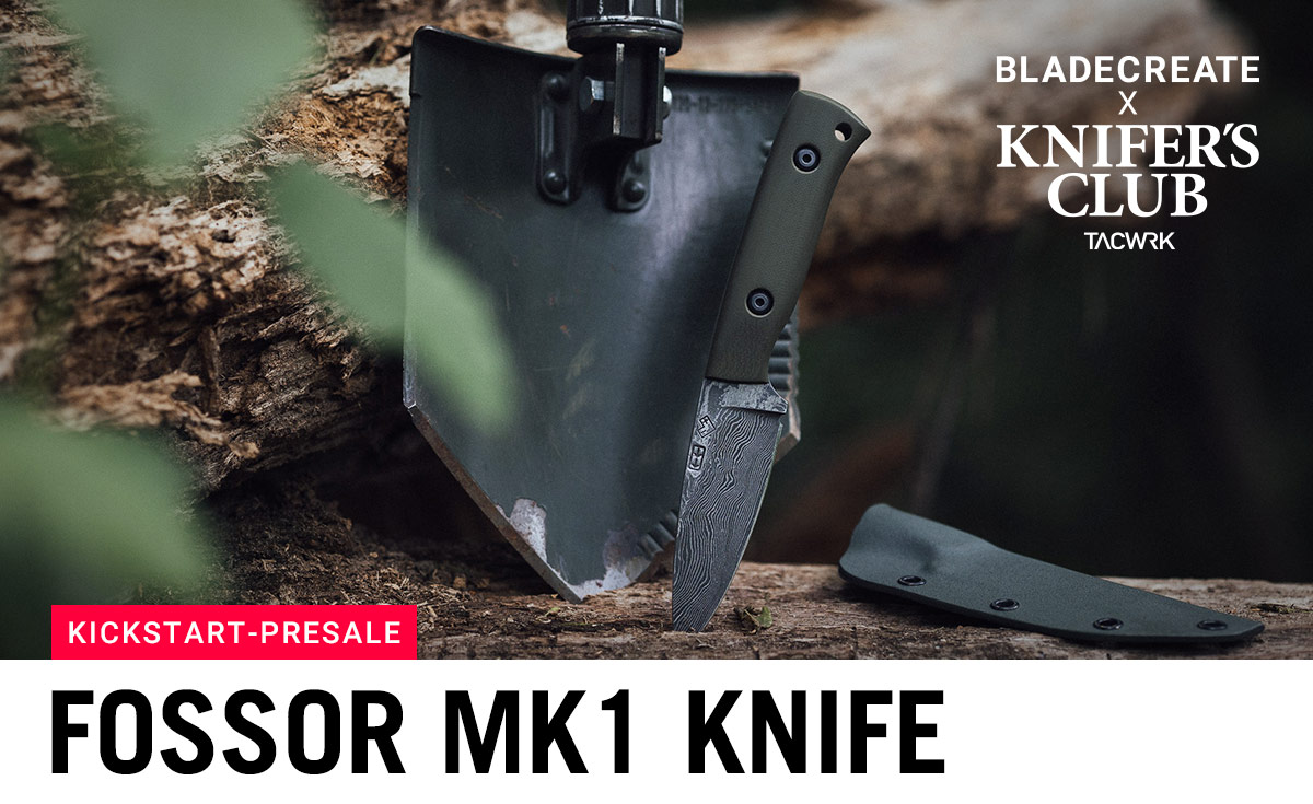 Fossor MK1 Messer aus recyceltem Bundeswehr-Spatenstahl mit Damastklinge und Kydexscheide im Outdoor-Einsatz