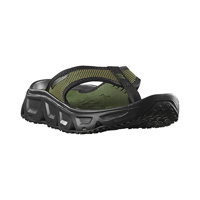 Salomon RX Break Forces Olive Night / Black: ultraleichte Recovery-Sandale mit dämpfender EVA-Konstruktion, Contagrip-Sohle und schnelltrocknendem Design – gemacht für die Stunden nach langen Wegen.