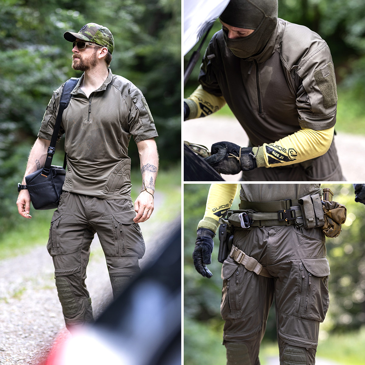 Mann mit taktischer UF PRO Bekleidung bei einer Einsatzübung im Freien