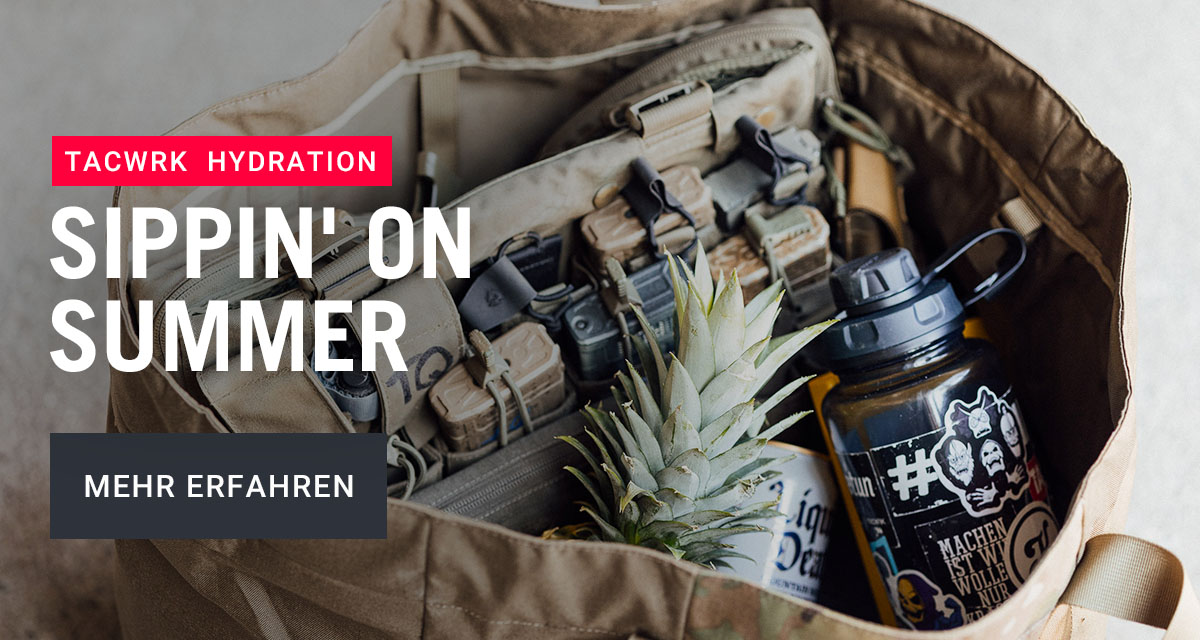 TACWRK Hydration – Trinkflasche und taktische Ausrüstung in einer Tasche für Outdoor, EDC und sommerliche Einsätze.