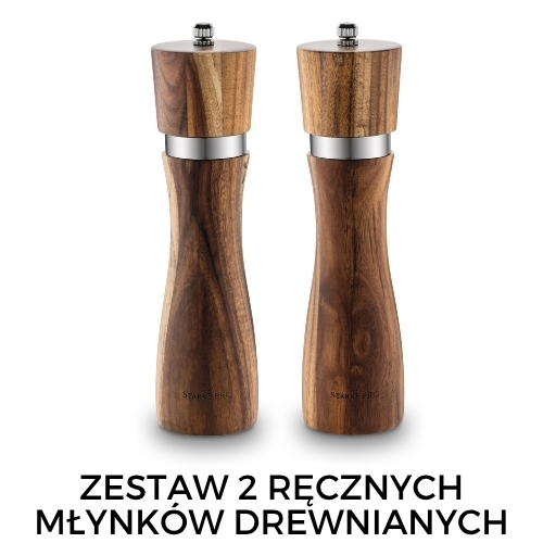 Zestaw 2 ręcznych młynków drewnianych starke pro
