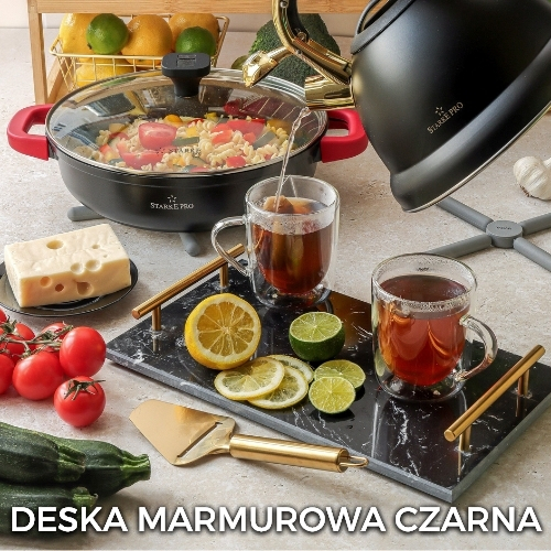 Deska do serwowania przekąsek marmurowa z uchwytami Starke Pro 35 x 20 cm czarna
