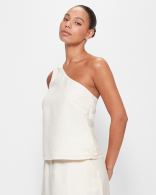 Linen Blend Asymmetrical Top