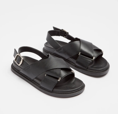 Womens Crossover Moulded Sandal - Maria - Black