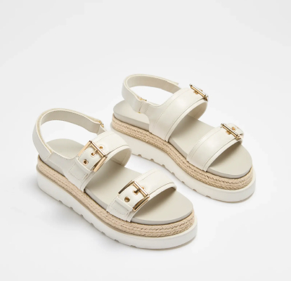 Womens Double Strap Chunky Moulded Sandal - Charlotte - Off White