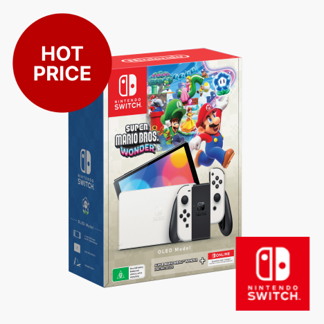 Nintendo Switch OLED Model (White) + Super Mario Bros. Wonder Bundle