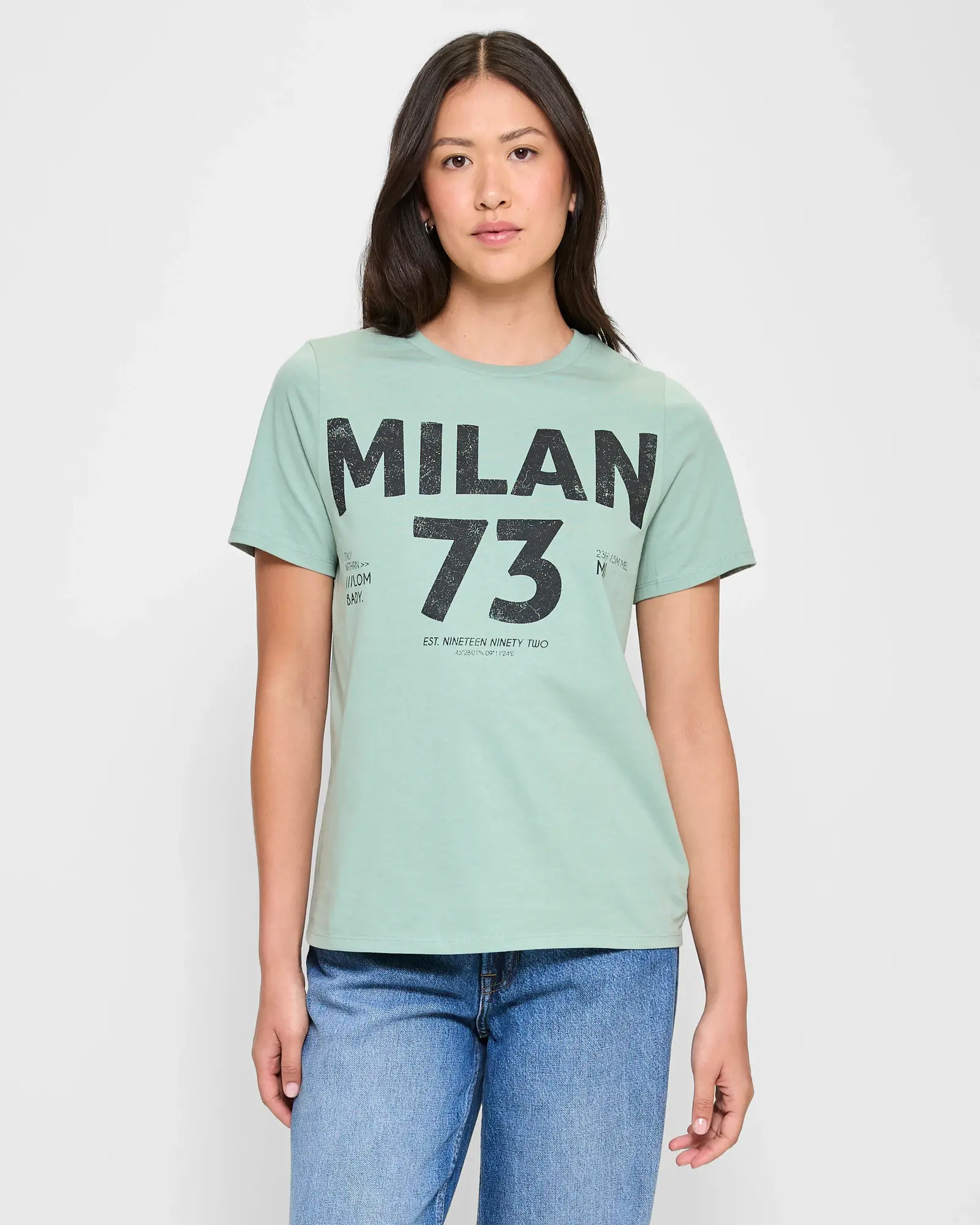 Fitted Printed Crew T-Shirt - Khaki Milan