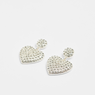 Pave Puffy Heart Drop Earrings