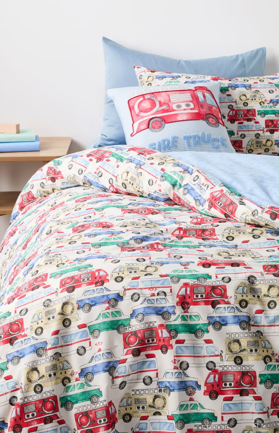 Blaze Emergency Vehicles Kids Cotton Quilt Cover Set DB $40