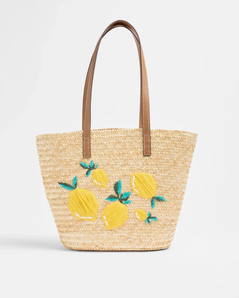 Summer Embroidered Straw Basket Bag