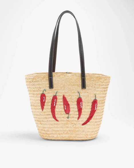 Summer Embroidered Straw Basket Bag