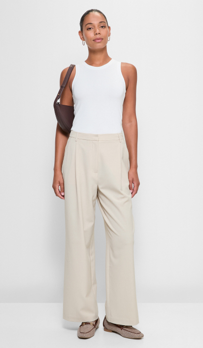 Classic Pleat Front Wide Leg Pants - Preview