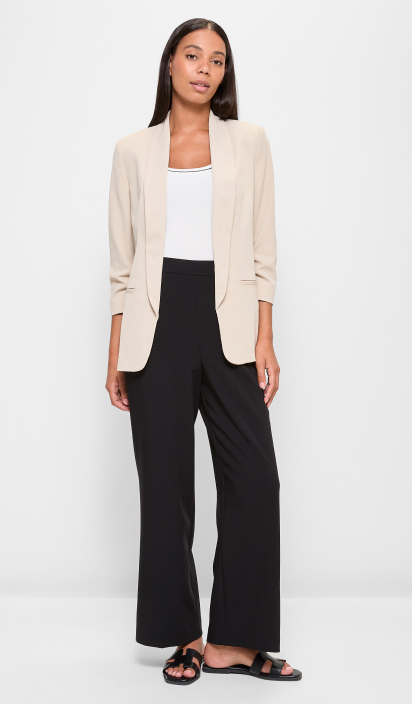 Ruched Sleeve Blazer - Preview - Stone